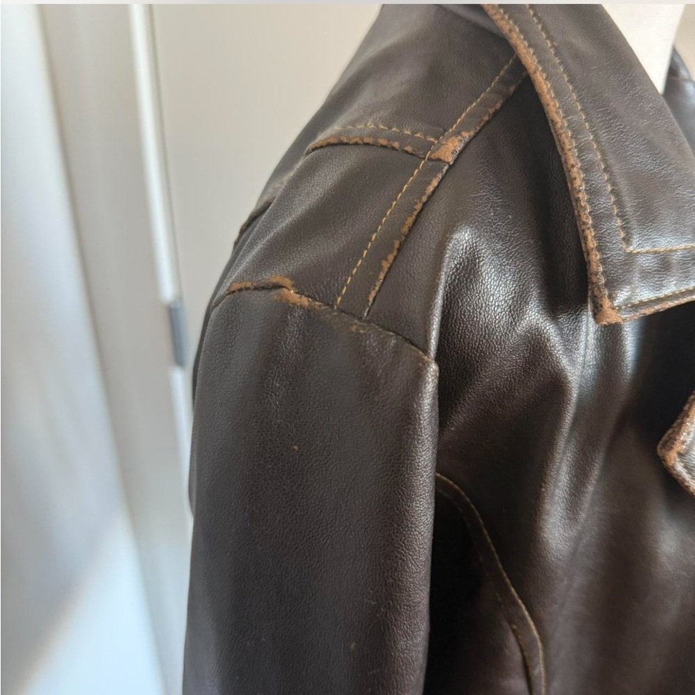 Vintage y2k 90’s brown leather jacket - Picture 4 of 6